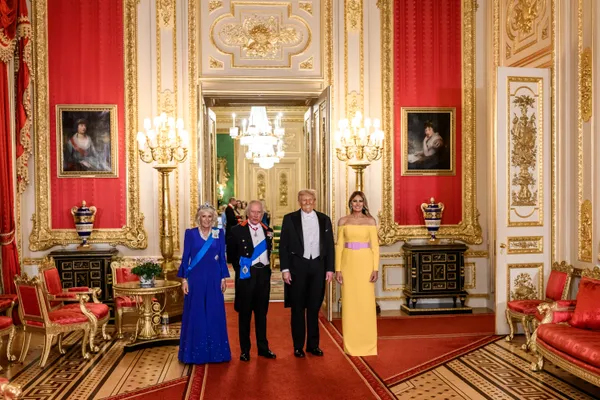 President Trump and First Lady Melania Trump attend a State Banquet with King Charles III and Queen Camilla at Windsor Castle, September 17, 2025.