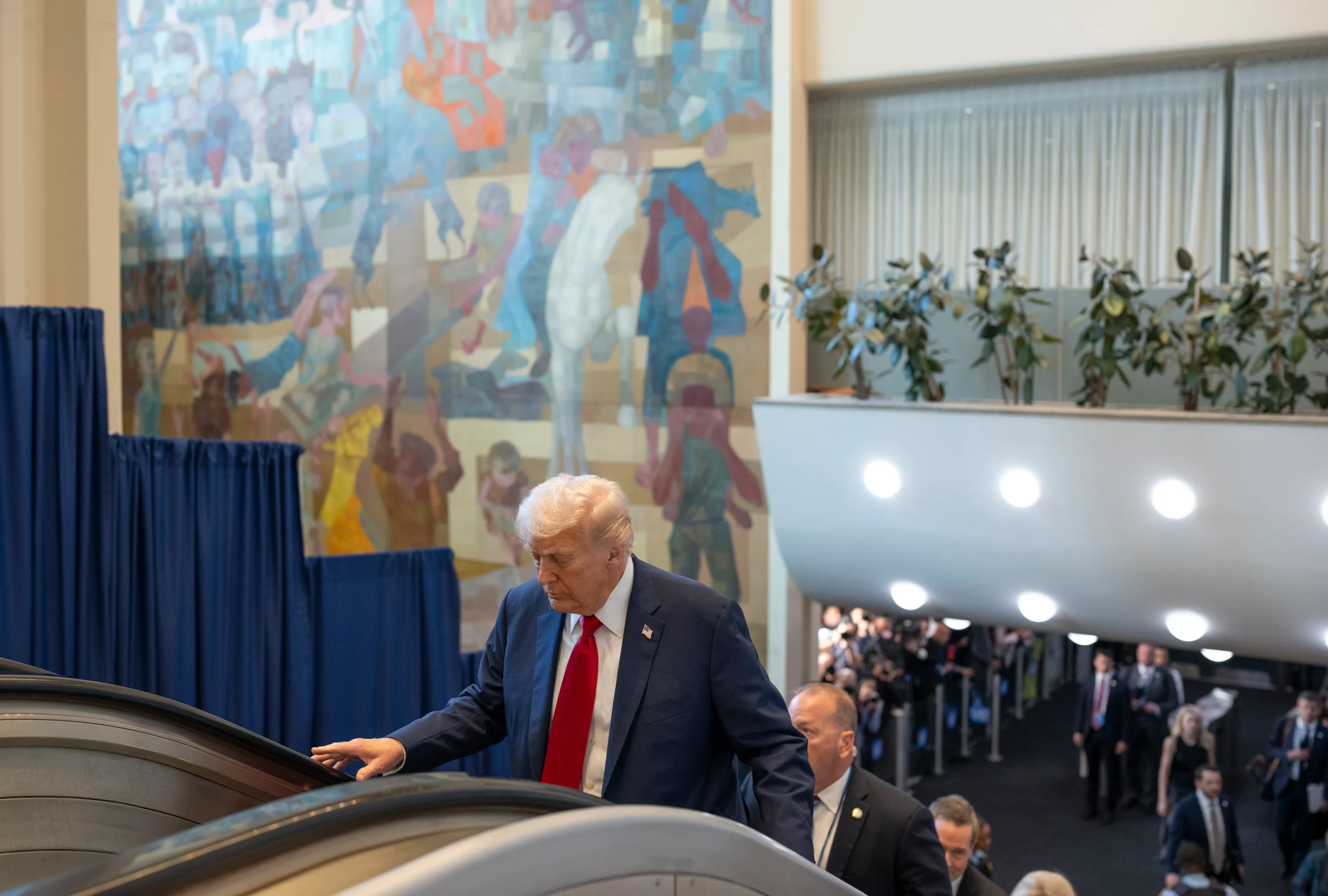 President Trump arrives at the UN General Assembly to deliver remarks on September 23, 2025.