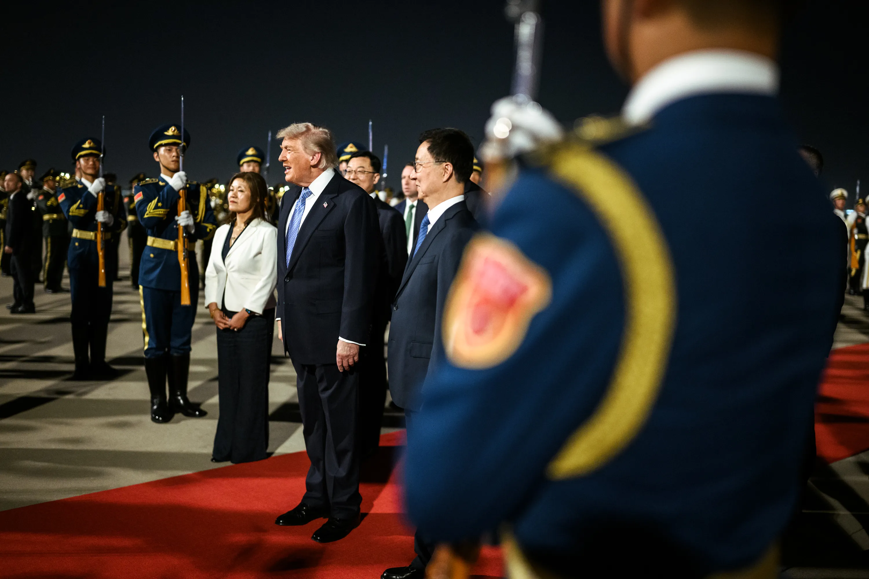 President Trump participates in an arrival ceremony at Beijing International Airport, May 13, 2026.