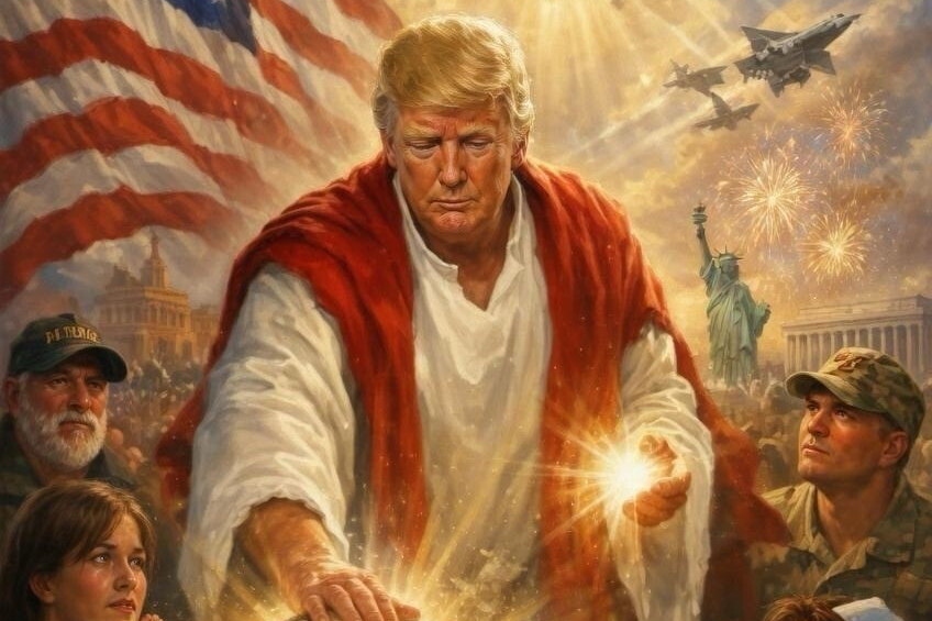 AI-generated image of Donald Trump depicted as Jesus Christ healing a sick man, posted by Trump on Easter Sunday before being deleted